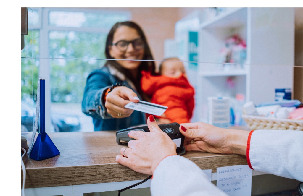 Patient paying at reception